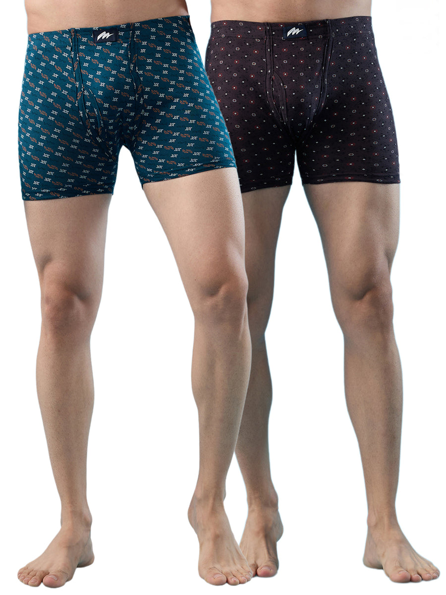 Men's Star Long Printed Trunks (Pack of 2) – Airforce & Coffee | Hint