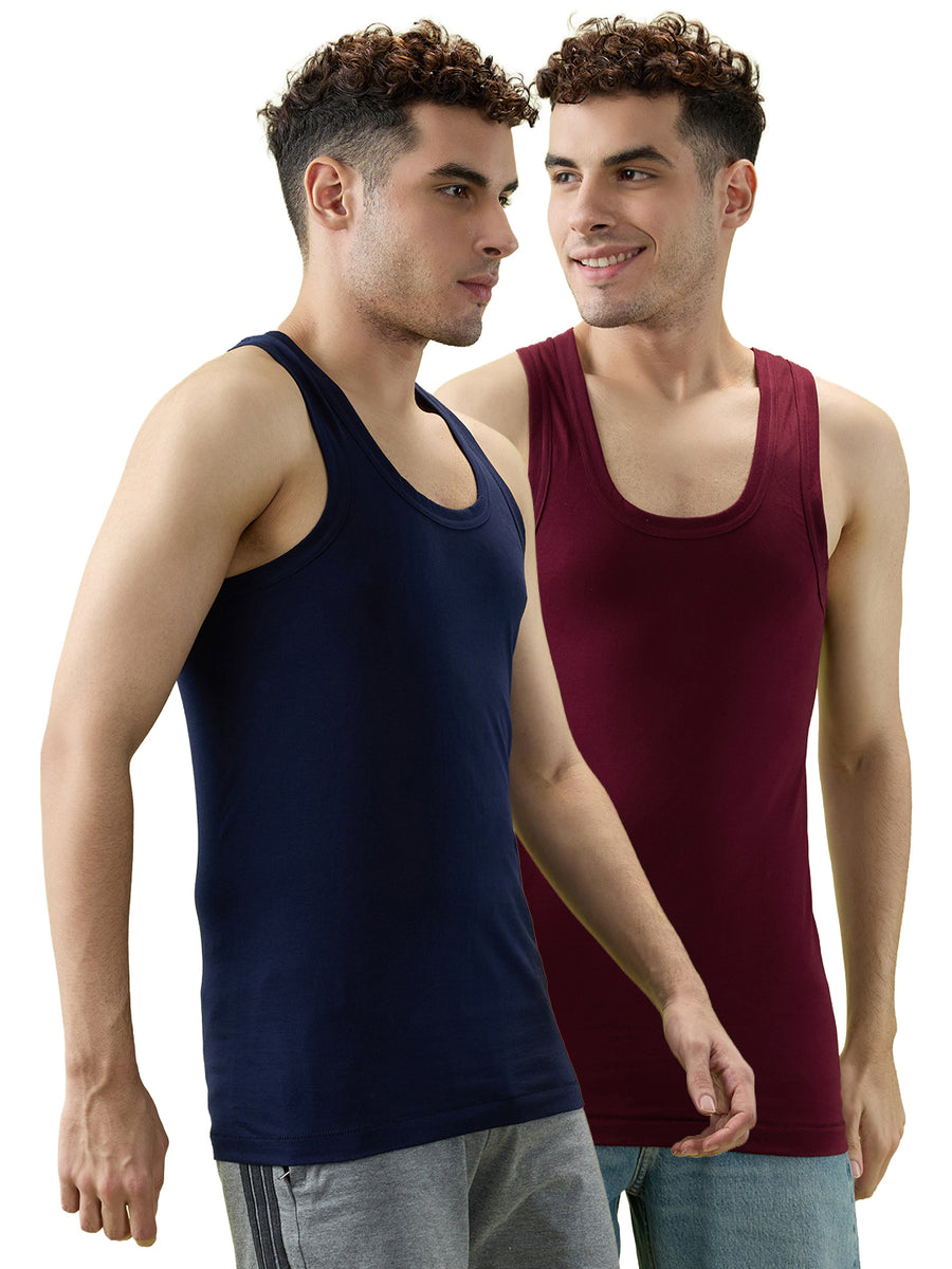 Buy Men’s Innerwear Vests - Navy & Maroon (Pack of 2) | Hint World
