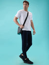 Hint plain Jogger with side pockets with zippers on both side with elasticated ribbed waistband and leg rib