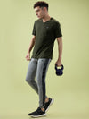 Hint Jogger with contrast side panel and tapping and side pockets with zippers on both side with elasticated ribbed waistband and leg rib