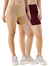 Hint Women's Seamless Cotton Cycling Shorts - Pack of 2 | Inner Elastic | Sweat Absorbing | Super Combed Cotton