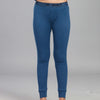 Soft Polyester-Viscose Blend Alpine Thermal Trousers for Kids with an Elastic Waistband, Slim Fit, and Cuffed Bottoms - Blue Melange