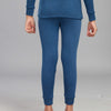 Soft Polyester-Viscose Blend Alpine Thermal Trousers for Kids with an Elastic Waistband, Slim Fit, and Cuffed Bottoms - Blue Melange