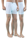 HINT - Flexo Long Men’s Trunks - White ( Pack of 2 ) | Soft Cotton | Breathable | Moisture-Absorbing | White