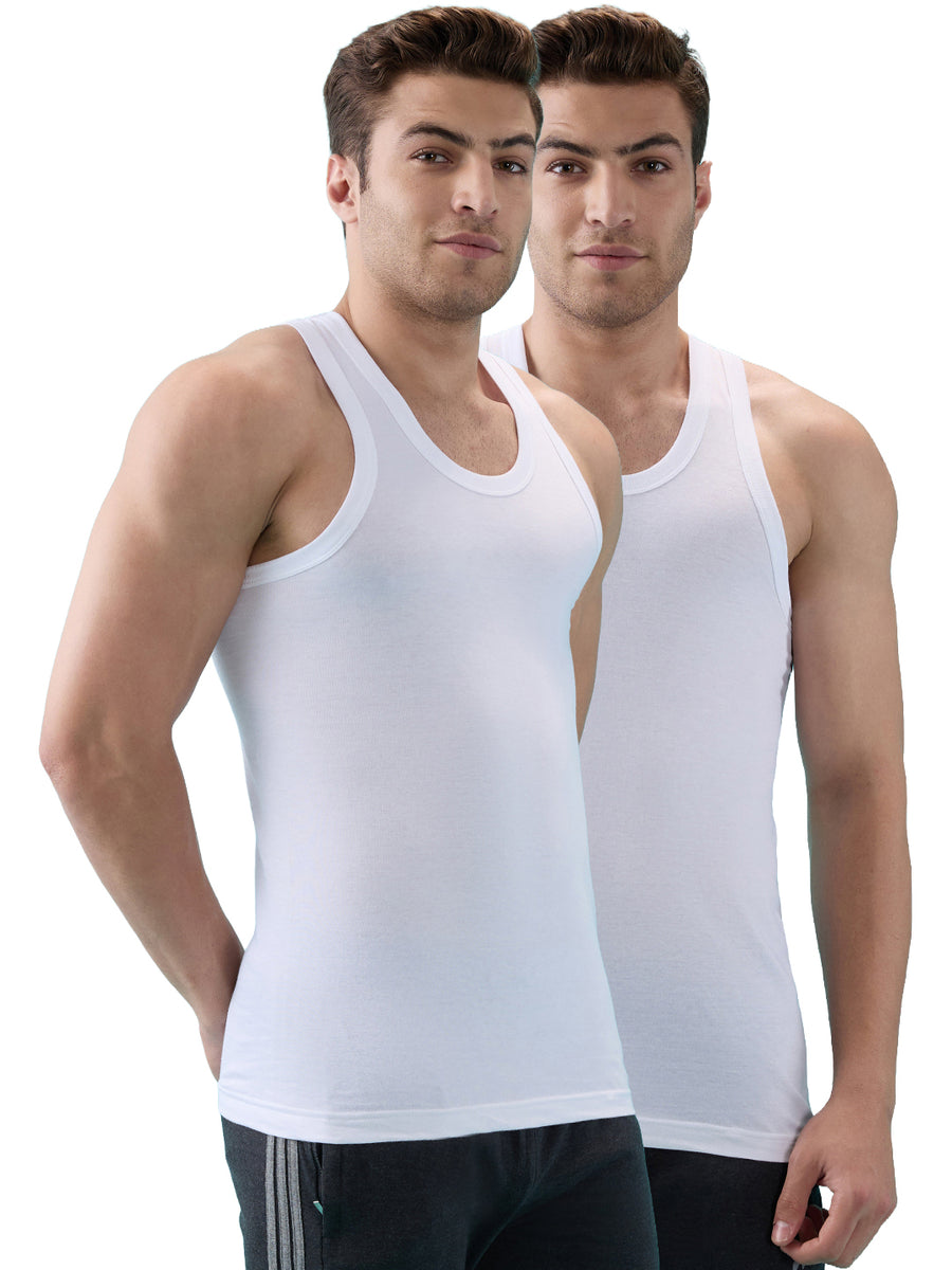 Buy Men’s Stylo Innerwear Vests - White (Pack of 2) | Hint World