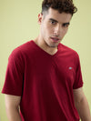 Men’s V - Neck T-Shirt | Half Sleeves | Breathable & Moisture Wicking | Classic Fit | Cotton-Poly Pique Blend