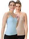 Hint Women’s Short Cotton Slip - Pack of 2 | 100% Premium Combed Cotton | Deep Round Neck | Tailored Fit | Side Slits
