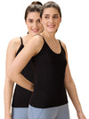 Hint Women’s Short Cotton Slip - Pack of 2 | 100% Premium Combed Cotton | Deep Round Neck | Tailored Fit | Side Slits