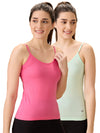 Hint Women’s Short Cotton Slip - Pack of 2 with Adjustable Elastic | 100% Premium Combed Cotton | Deep Round Neck | Tailored Fit