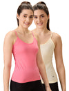 Hint Women’s Short Cotton Slip - Pack of 2 with Adjustable Elastic | 100% Premium Combed Cotton | Deep Round Neck | Tailored Fit