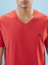 Men’s V - Neck T-Shirt | Half Sleeves | Breathable & Moisture Wicking | Classic Fit | Cotton-Poly Pique Blend