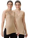 Hint Women’s Long Cotton Kurta Slip - Pack of 2 | Deep Round Neck | Side Slits | 100% Premium Combed Cotton | Daily Innerwear for Kurtas & Dresses