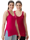 Hint Women’s Long Cotton Kurta Slip - Pack of 2 | Deep Round Neck | Side Slits | 100% Premium Combed Cotton | Daily Innerwear for Kurtas & Dresses